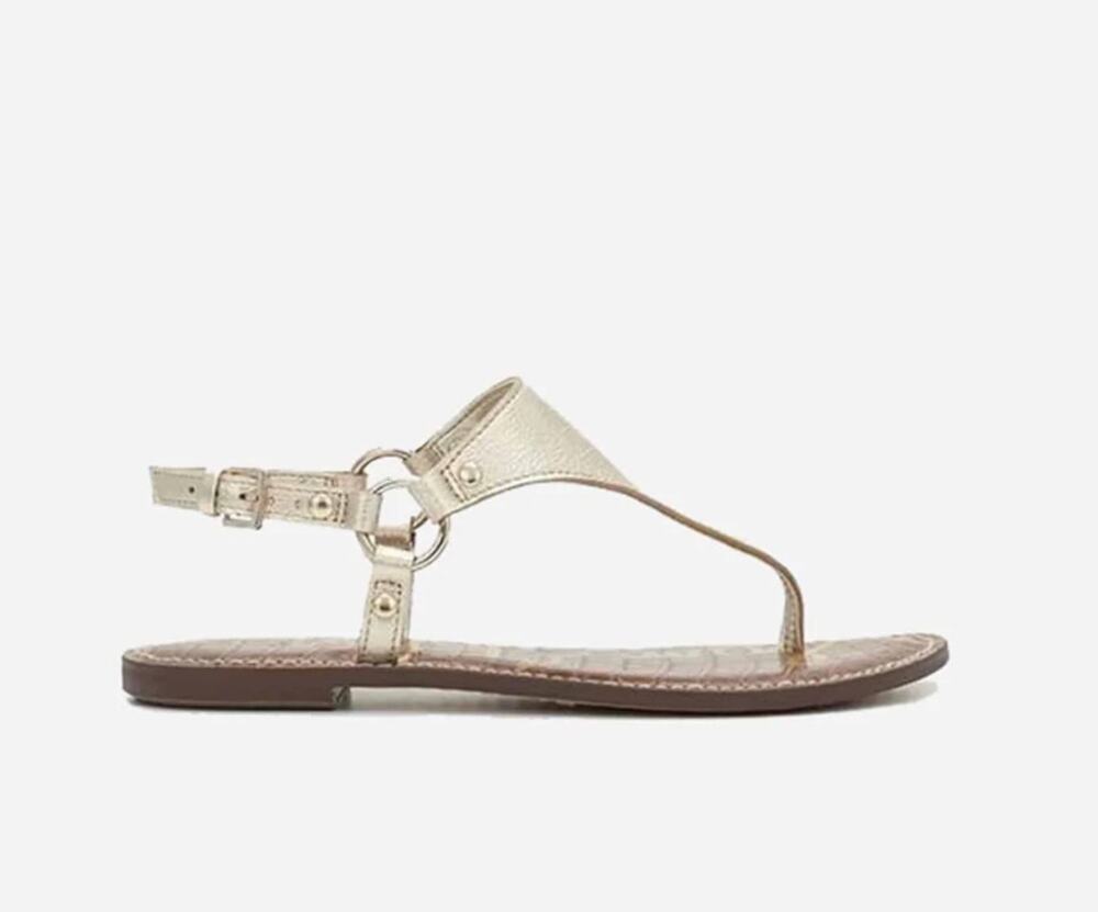Ladies Size 7 Sam Edelman Gold Greta Thong Sandal